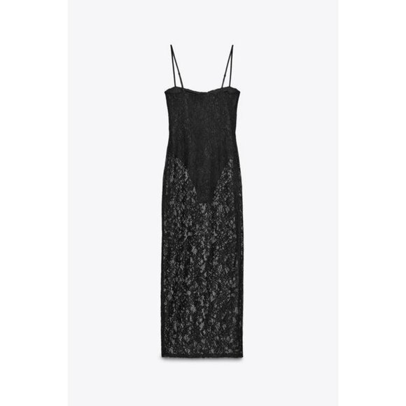 ZARA UNDERWIRE LACE MIDI DRESS - Picture 7 of 8